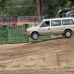 Rex Cooper from Greybull catches air on the first jump of the Tuff Truck course Sunday. Dakoby Bentley