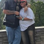 Robert Bond of Lovell and Nikole Hansen of Basin stop for a photo with Mount Rushmore on their way to Sturgis, S.D. three weeks after Hansen toppled from a motorcycle with no helmet. Courtesy Photo