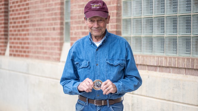 Jerry Ewen of Greybull shows his Congressional Gold Medal, awarded for his service as an air ambulance pilot in the Vietnam War. Avery Howe
